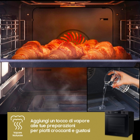 SAMSUNG NV7B4440VBB/U5 FORNO ELETTRICO DA INCASSO MULTIFUNZIONE 76 LT VAPORE WI-FI CLASSE A+ COLORE NERO