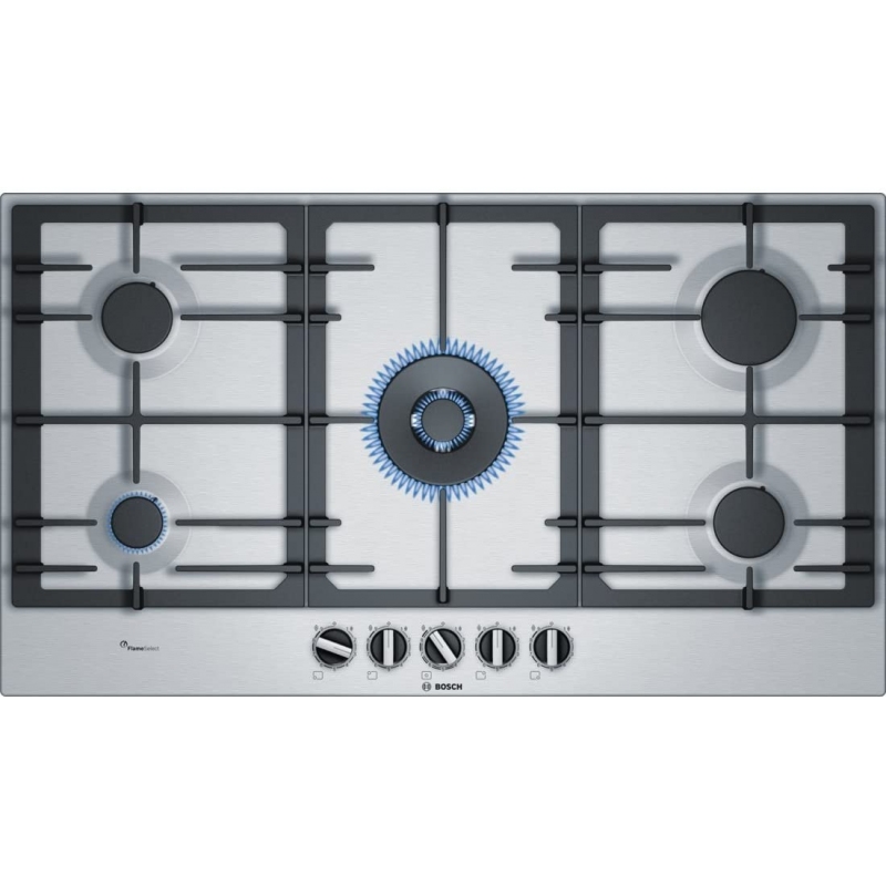 OUTLET BOSCH O-PCR9A5B90 PIANO COTTURA DA INCASSO 90CM 5 FUOCHI A GAS GRIGLIE IN GHISA ACCIAIO INOSSIDABILE - PROTOCOLLO 856