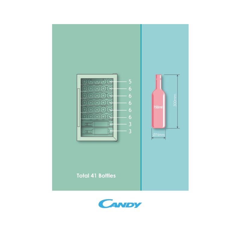 CANDY CWC 150 ED/N CANTINETTA VINI CAPIENZA 41 BOTTIGLIE 6 RIPIANI ...