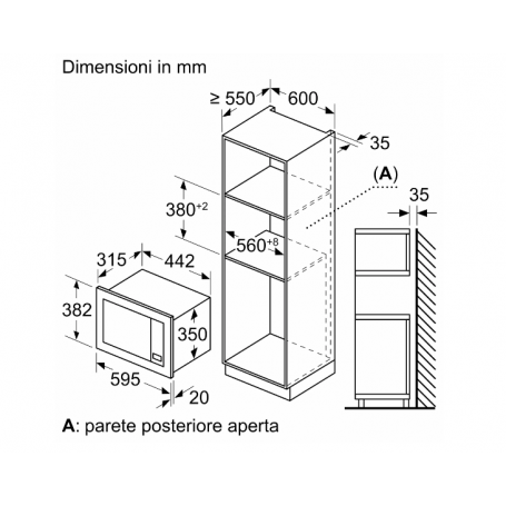 BOSCH BEL623MS3 FORNO A MICROONDE DA INCASSO 20LT 800 WATT CON GRILL INOX