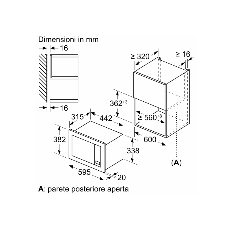 BOSCH BEL623MS3 FORNO A MICROONDE DA INCASSO 20LT 800 WATT CON GRILL INOX