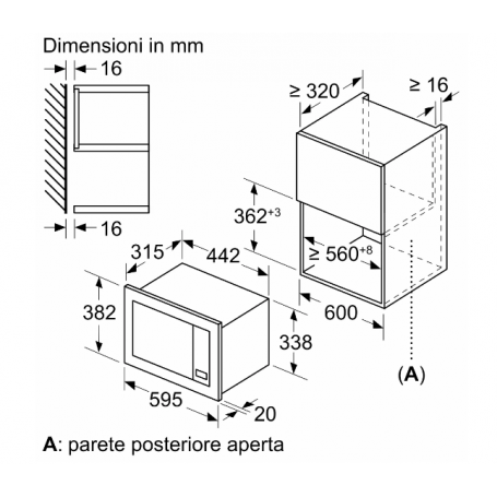 BOSCH BEL623MS3 FORNO A MICROONDE DA INCASSO 20LT 800 WATT CON GRILL INOX