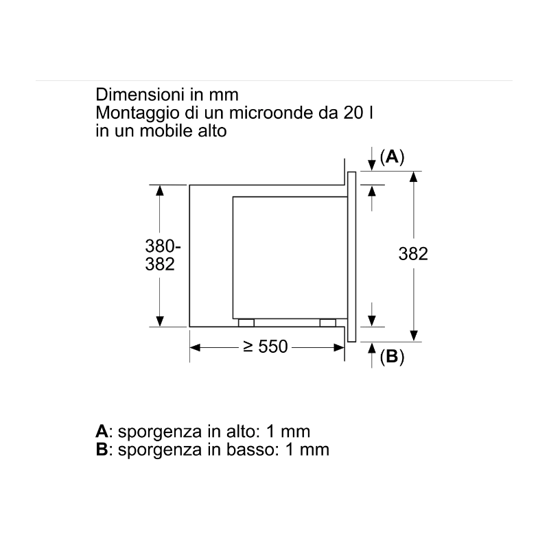 BOSCH BEL623MS3 FORNO A MICROONDE DA INCASSO 20LT 800 WATT CON GRILL INOX