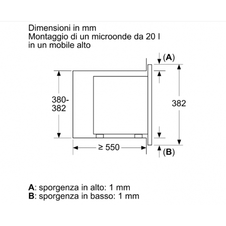BOSCH BEL623MS3 FORNO A MICROONDE DA INCASSO 20LT 800 WATT CON GRILL INOX