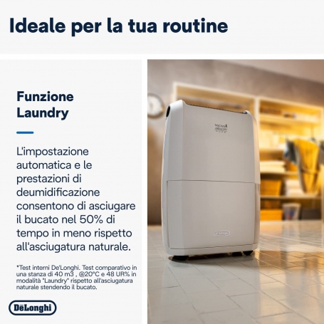 DE LONGHI DDSX225 DEUMIDIFICATORE 25LT/24H TANICA 5 LITRI BIANCO