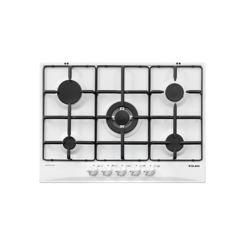GLEM GAS GT755WH PIANO COTTURA DA INCASSO 70CM 5 FUOCHI A GAS COLORE BIANCO - PROMO