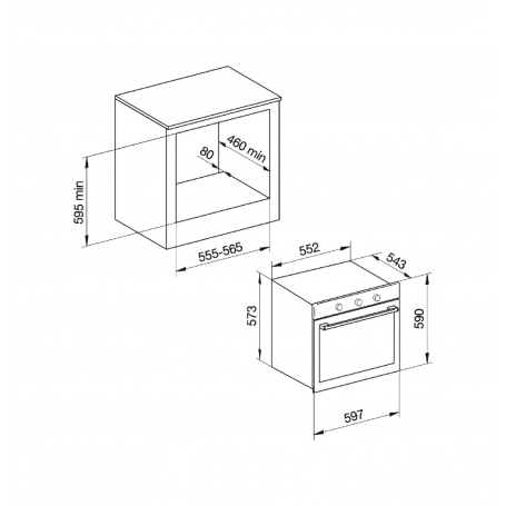 GLEM GAS GFX92NC-S6 FORNO DA INCASSO ELETTRICO TERMOVENTILATO 64LT CLASSE A NERO OPACO