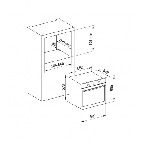GLEM GAS GFX92NC-S6 FORNO DA INCASSO ELETTRICO TERMOVENTILATO 64LT CLASSE A NERO OPACO