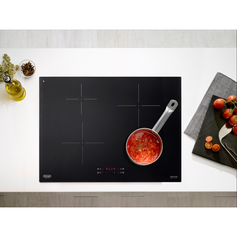 DE LONGHI PIN72 PIANO COTTURA DA INCASSO A INDUZIONE 70CM 4 ZONE COTTURA COLORE NERO - PROMO