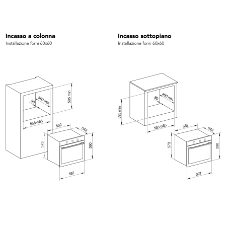 GLEM GAS GFX62BK-S3 FORNO DA INCASSO VENTILATO 64LT CLASSE A NERO