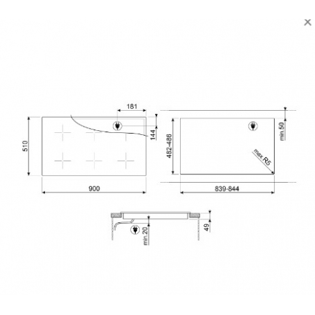 SMEG SI2951D PIANO COTTURA DA INCASSO A INDUZIONE 90CM 5 ZONE COTTURA IN VETROCERAMICA NERO - PROMO