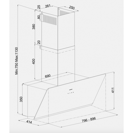 SILVERLINE 3457.8.733.02 CAPPA A PARETE 80CM CLASSE A NERO