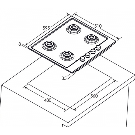 HOOVER HHG6BF4MX PIANO COTTURA DA INCASSO 60CM 4 FUOCHI GRIGLIE IN GHISA INOX - PROMO