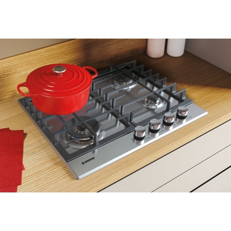 HOOVER HHG6BF4MX PIANO COTTURA DA INCASSO 60CM 4 FUOCHI GRIGLIE IN GHISA INOX - PROMO