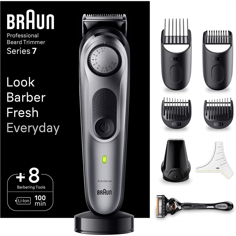 BRAUN BT7420 SERIES 7 REGOLABARBA 5 IN 1 RICARICABILE 40 LIVELLI DI TAGLIO