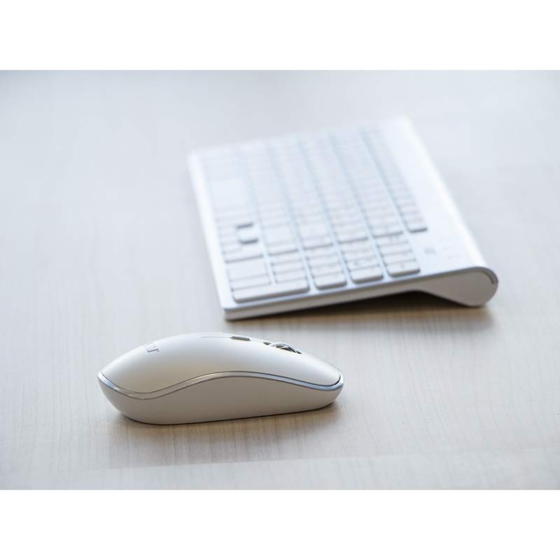 ADJ 520-00019 KW10 PLATINUM KIT TASTIERA+MOUSE WIRELESS RESISTENTE AGLI SCHIZZI D'ACQUA COLORE SILVER/BIANCO - PROMO