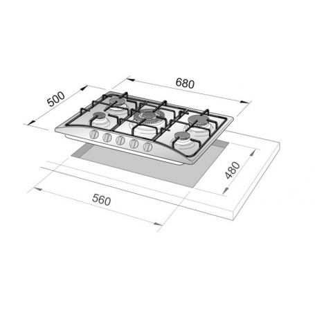 DE LONGHI AVF57PRO PIANO COTTURA DA INCASSO 70CM 5 FUOCHI A GAS COLORE AVENA