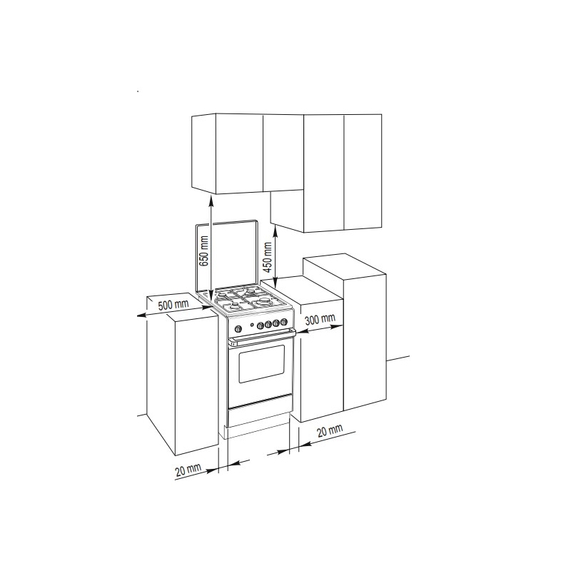 DE LONGHI SGW 554 GN N CUCINA 50X50 CM 4 FUOCHI...
