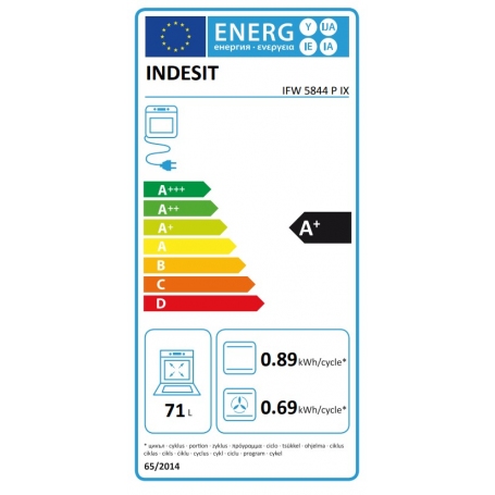 INDESIT IFW 5844 P IX FORNO DA INCASSO ELETTRICO VENTILATO 71LT CLASSE A+ INOX