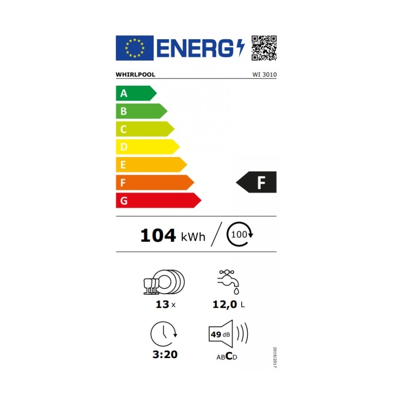 WHIRLPOOL WI 3010 LAVASTOVIGLIE DA INCASSO A...