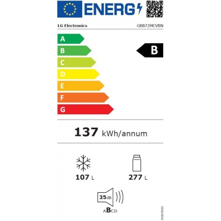 LG GBB72MCVBN FRIGORIFERO COMBINATO TOTAL NO FROST 384 LT NERO CLASSE B