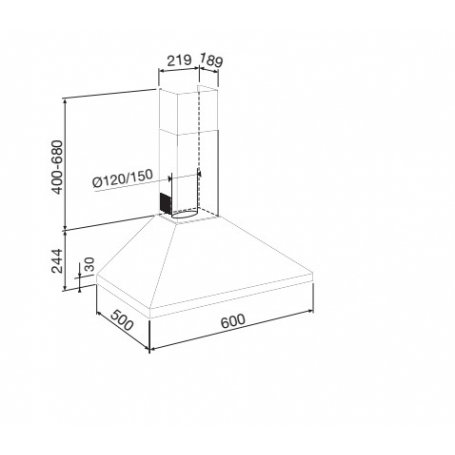 GLEM GAS GHP645IX CAPPA A PARETE ASPIRANTE 60CM INOX CLASSE C