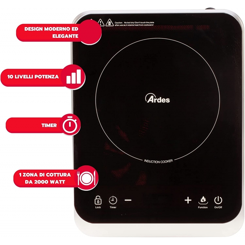 ARDES AR1F601 FORNELLO INDUZIONE 30CM POTENZA MAX 2000W COLORE NERO - PROMO