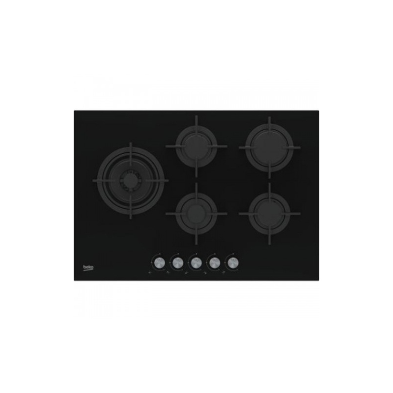 OUTLET BEKO O-HILL75222S PIANO COTTURA 75CM 5 FUOCHI A GAS GRIGLIE IN GHISA IN VETRO NERO - PROTOCOLLO 673