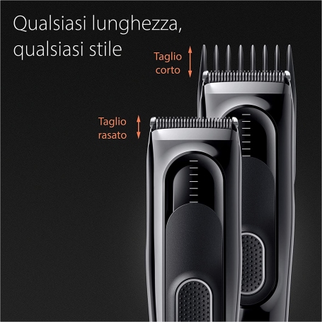 BRAUN HC5310 TAGLIA CAPELLI RICARICABILE E LAVABILE 9 LIVELLI DI TAGLIO NERO