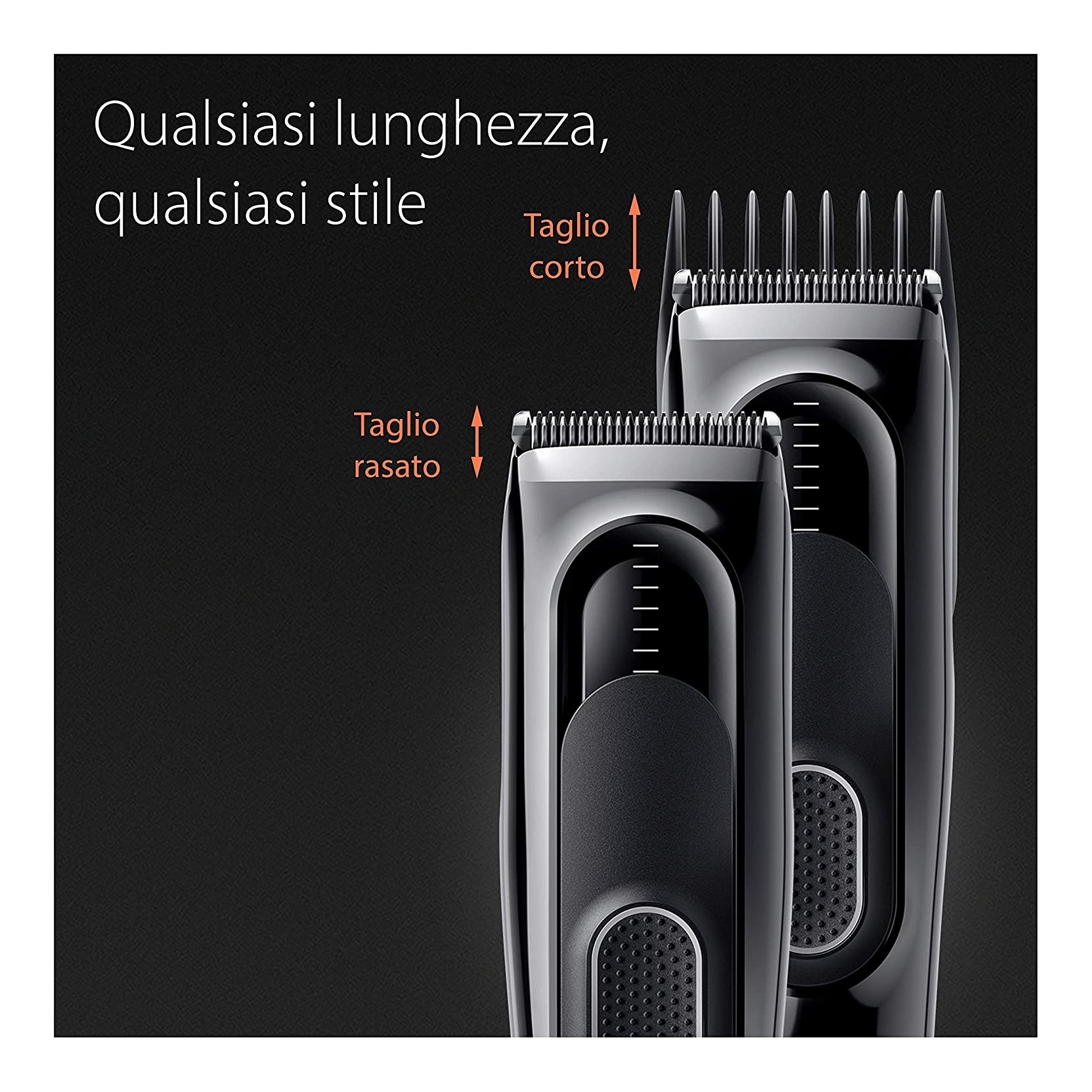 BRAUN HC5310 TAGLIA CAPELLI RICARICABILE E LAVABILE 9 LIVELLI DI TAGLIO NERO