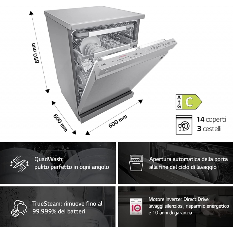 LG DF455HSS LAVASTOVIGLIE LIBERA INSTALLAZIONE...