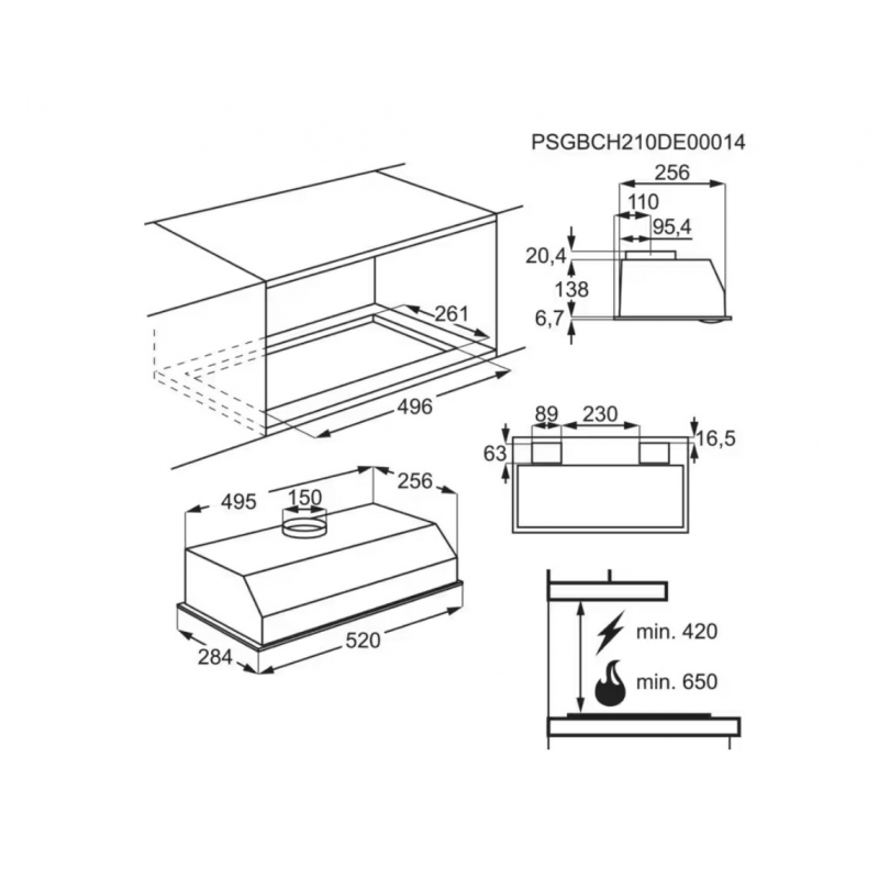 ELECTROLUX LFG235S CAPPA DA INCASSO ASPIRANTE/FILTRANTE 52CM 330 M3/H COLORE INOX- PROMO