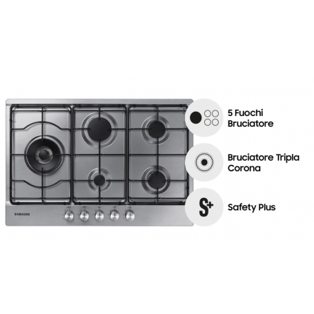 SAMSUNG NA75M3130AS PIANO COTTURA 75CM 5 FUOCHI A GAS - INOX