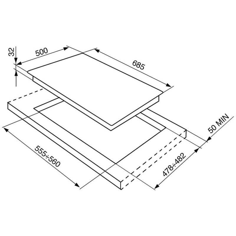 PIANO COTTURA SMEG SR275XGH 5 FUOCHI 70x50 INOX - GARANZIA ITALIA
