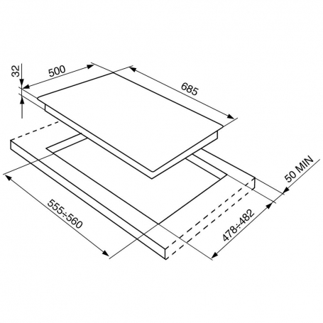 PIANO COTTURA SMEG SR275XGH 5 FUOCHI 70x50 INOX - GARANZIA ITALIA