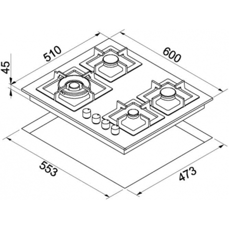 ELLECI PGSP60143WS PLANO 60 PIANO COTTURA DA INCASSO 60CM IN GRANITEK 4 FUOCHI  COLORE TORTORA - PROMOZIONE