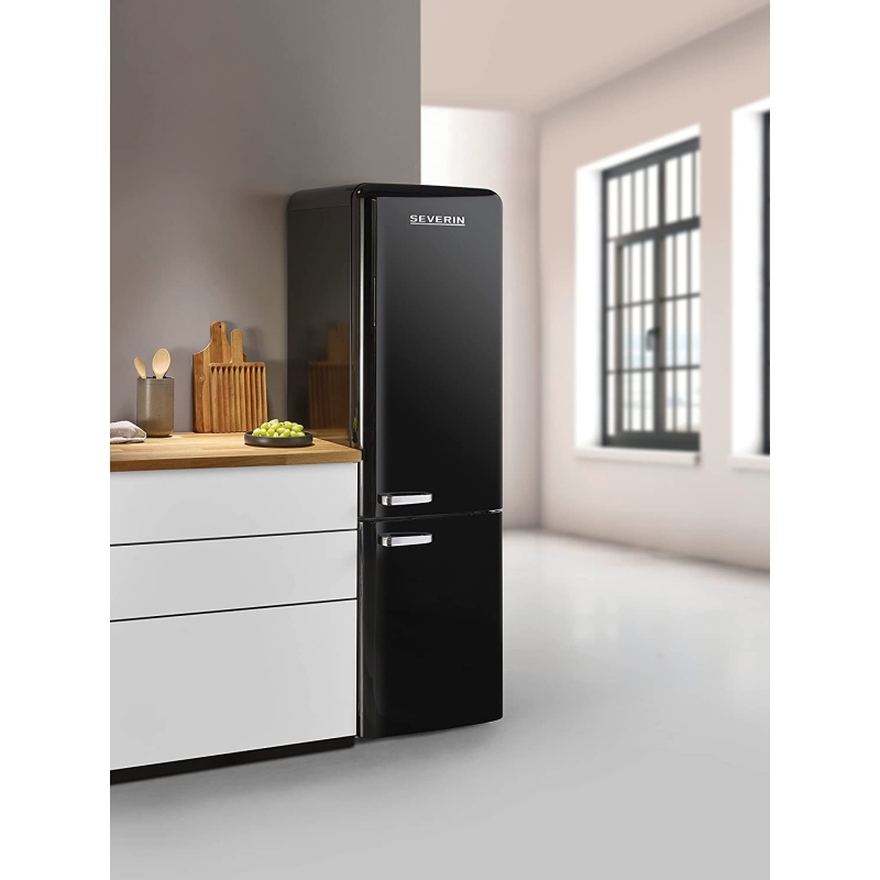 SEVERIN RKG 8928 FRIGORIFERO COMBINATO LINEA RETRO' 250 LT CLASSE E COLORE NERO - PROMO