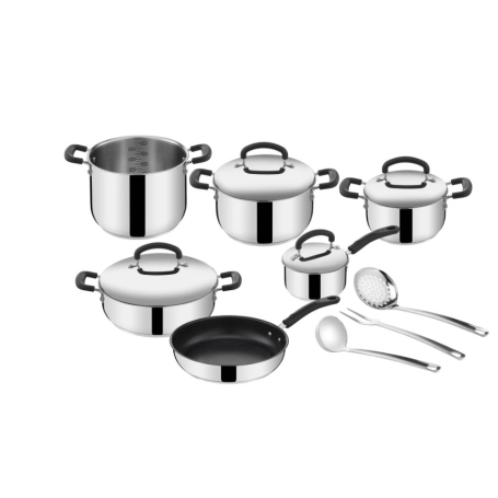 LAGOSTINA LINEA PRATICA BATTERIA DI PENTOLE 13 PEZZI IN ACCIAIO INOX 18/10 ADATTO AD INDUZIONE
