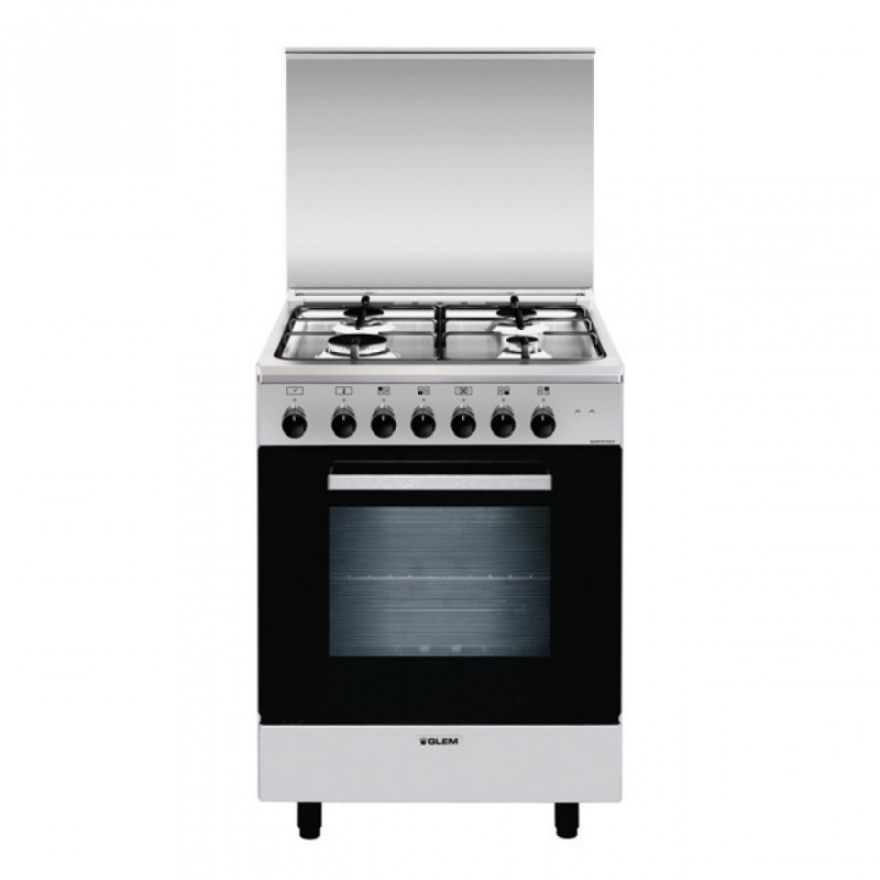 GLEM GAS CUCINA ELETTRICA A654MI6 4 FUOCHI A GAS FORNO ELETTRICO CLASSE A 60x50 COLORE INOX - PROMO