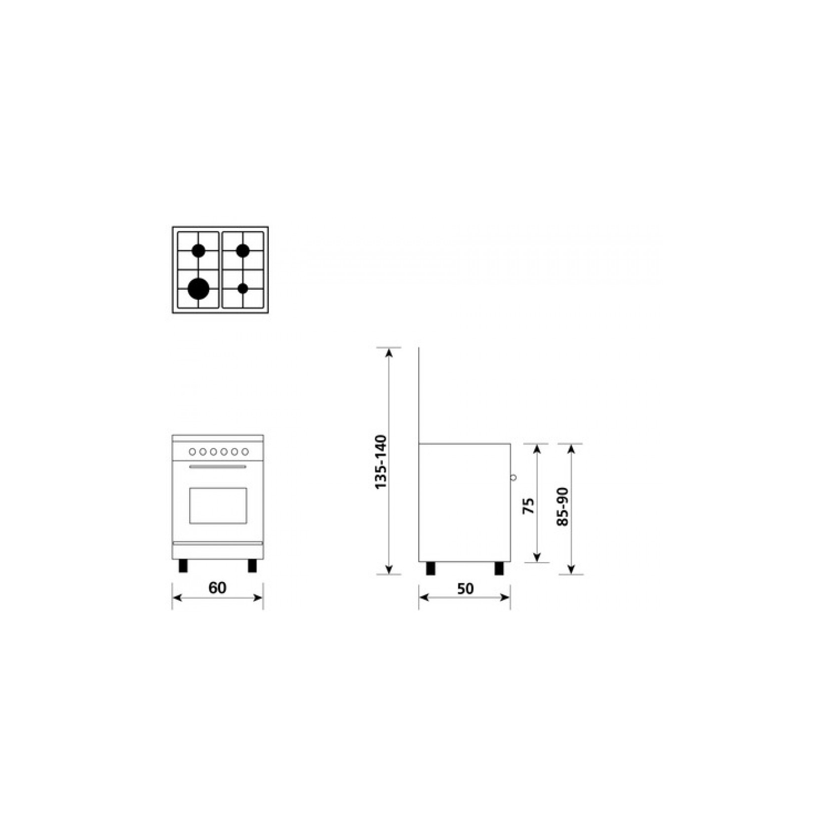 Cucina Glem Gas A654MI6 inox 60x50 con forno elettrico - DIMOStore