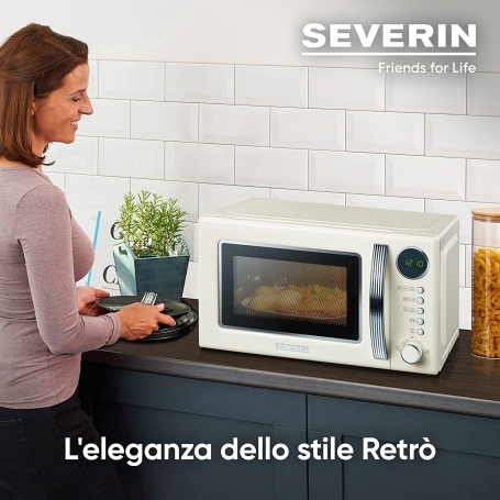 SEVERIN MW7892 FORNO A MICROONDE RETRO' 20LT CON GRILL CREMA