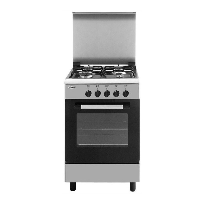 GLEM GAS AE55MI3 CUCINA 53X50 CM 4 FUOCHI A GAS FORNO ELETTRICO 62LT CLASSE A INOX