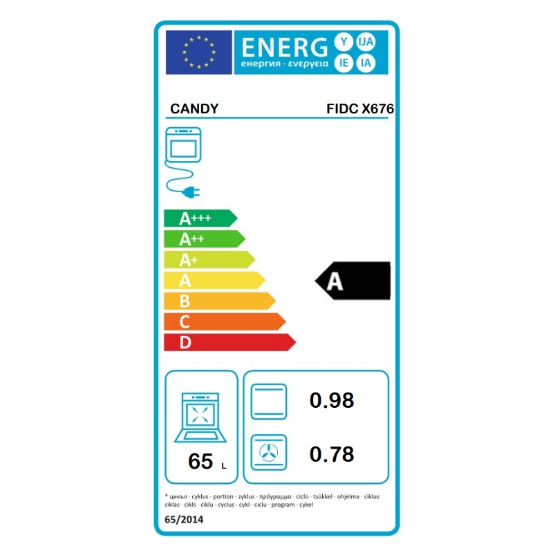 CANDY FIDC X676 FORNO ELETTRICO DA INCASSO 65...