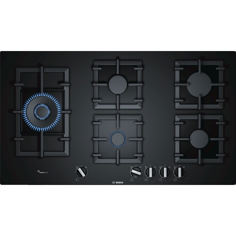 BOSCH PPS9A6B90 PIANO COTTURA DA INCASSO 90CM 5 FUOCHI A GAS GRIGLIE IN GHISA NERO - PROMO