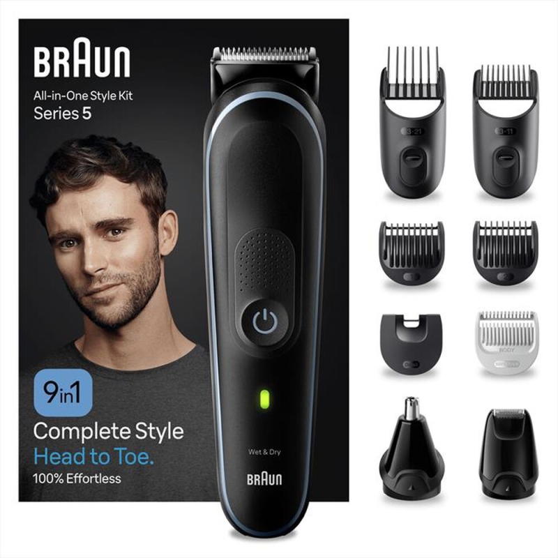 BRAUN MGK5411 REGOLABARBA 9 IN 1 RICARICABILE LAVABILE NERO