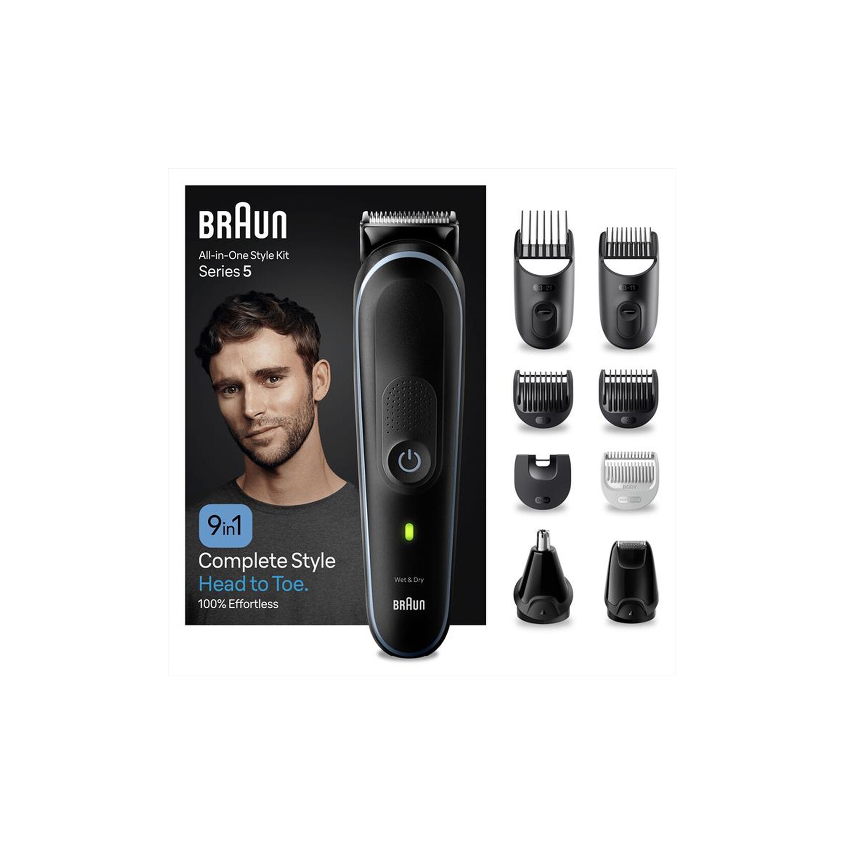 Braun series 3 rasoio elettrico barba, con lama barba ultra affilata,  regolabar