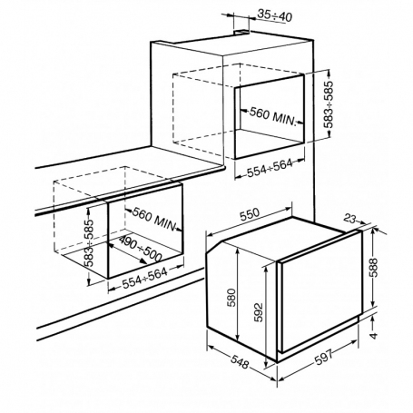 SMEG SF64M3VB2 FORNO DA INCASSO VENTILATO 60CM 70LT CLASSE A COLORE NERO - PROMO