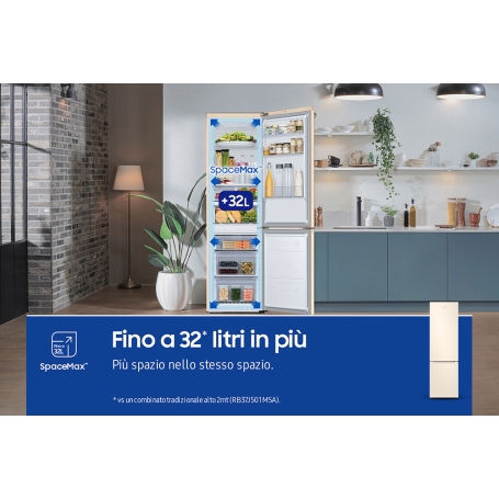 SAMSUNG RB38C603DEL/EF FRIGORIFERO COMBINATO 390LT NO FROST WIFI ECOFLEX AI CLASSE D COLORE SABBIA