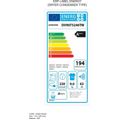 SAMSUNG DV90T5240TW ASCIUGATRICE A POMPA DI CALORE 9KG WIFI CLASSE A+++