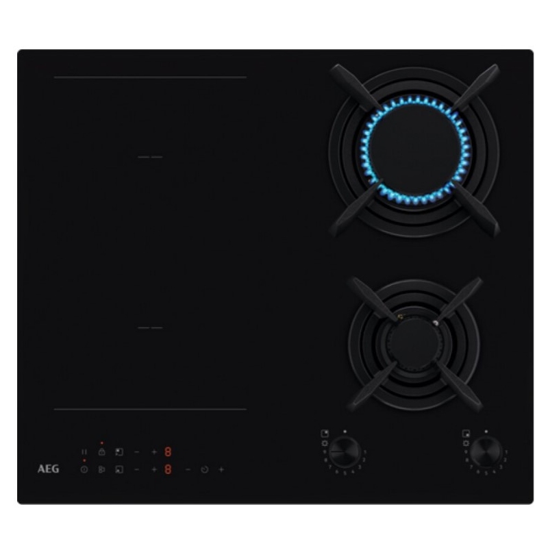 AEG CN071436DH PIANO COTTURA DA INCASSO MISTO 60CM 2 BRUCIATORI A GAS + 2 ZONE INDUZIONE NERO